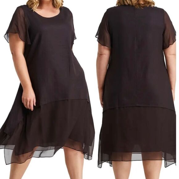 Estelle Linen Blend Swing Dress Australian designer Chocolate Mocha Mousse NWT - Picture 4 of 17